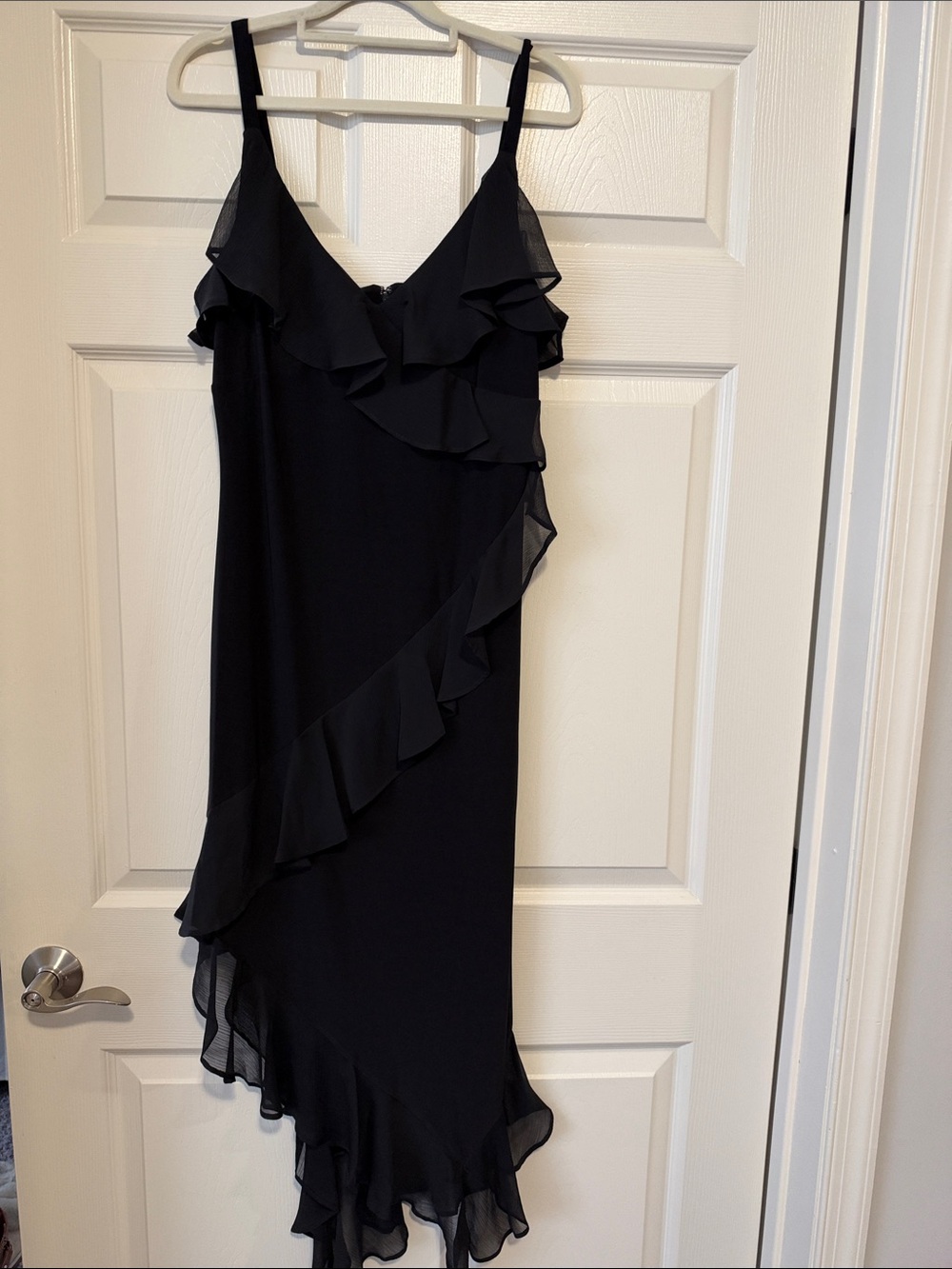 Tommy Hilfiger Black Ruffle-Trim Slip Dress